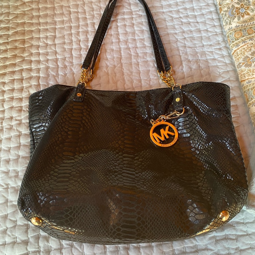 Michael Kors Black Snakeskin style Handbag